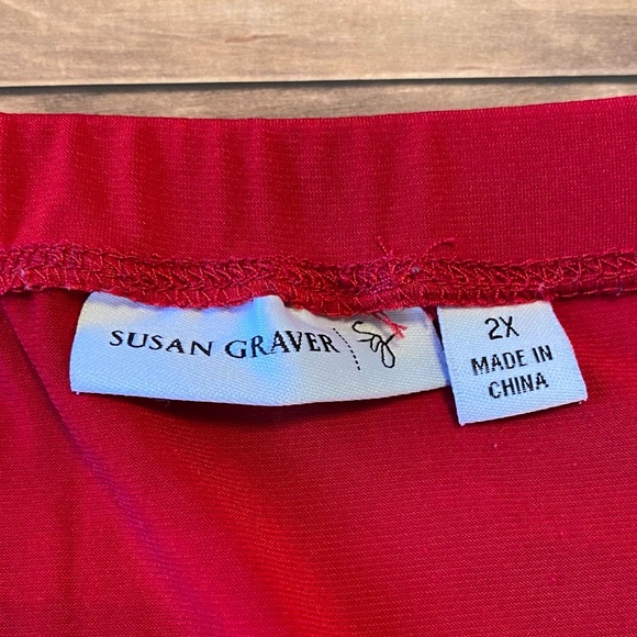 👠Susan Graver Vibrant Red Liquid Knit Skirt - Picture 4 of 9